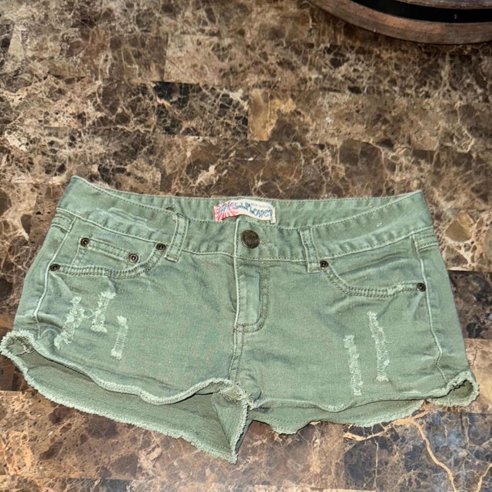 Wallflower Green Jean Shorts